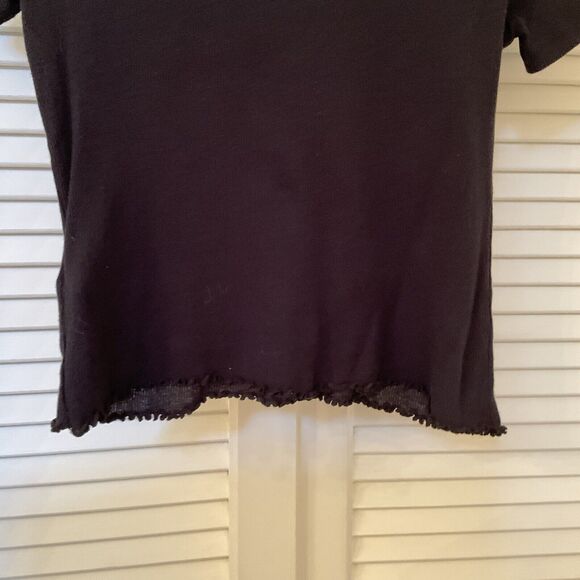 Michellle By Commune Black Ribbed Short Sleeve T Shirt Ruffled Bottom, Size S - Picture 7 of 11